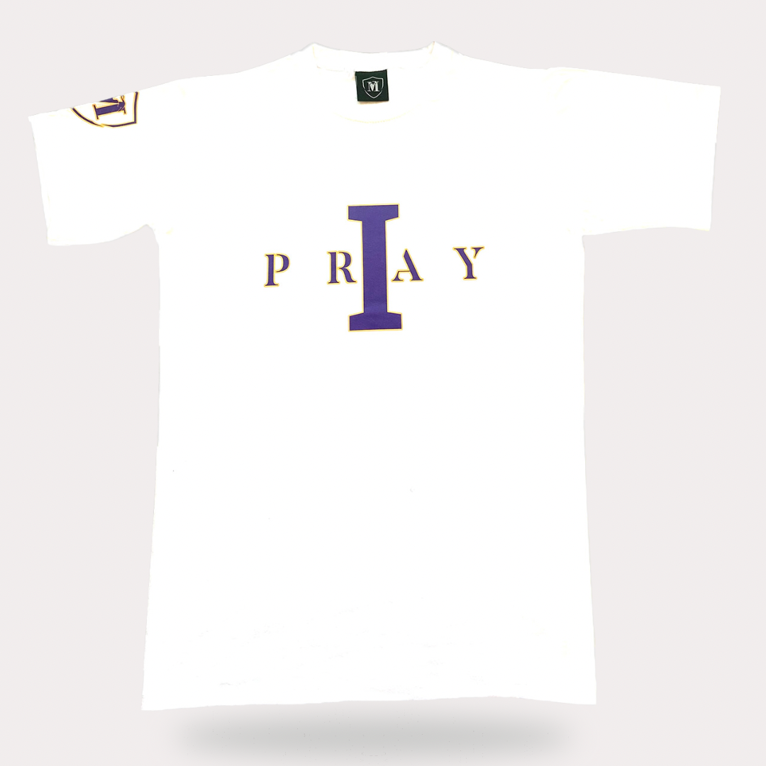 I PRAY T-shirt (WHITE/PURPLE )