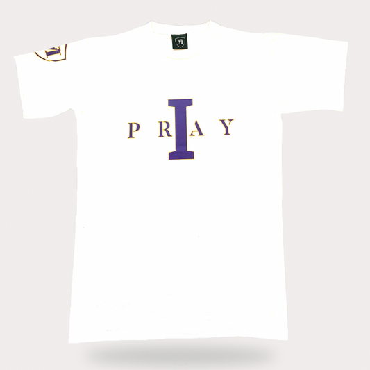 I PRAY T-shirt  (WHITE/PURPLE )