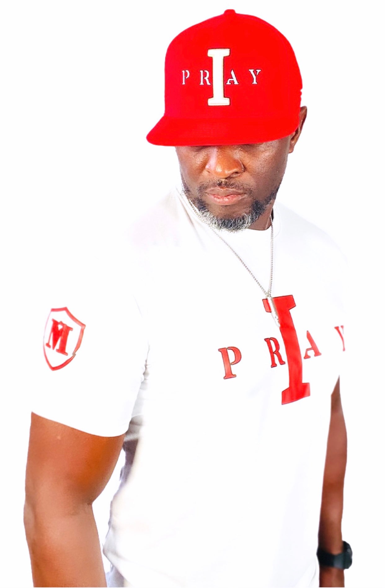 I PRAY T-shirt  (WHITE/RED)
