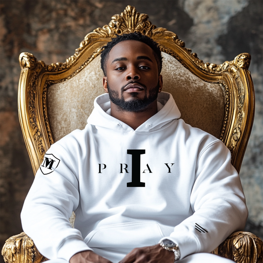 I Pray Hoodie (White/Black)