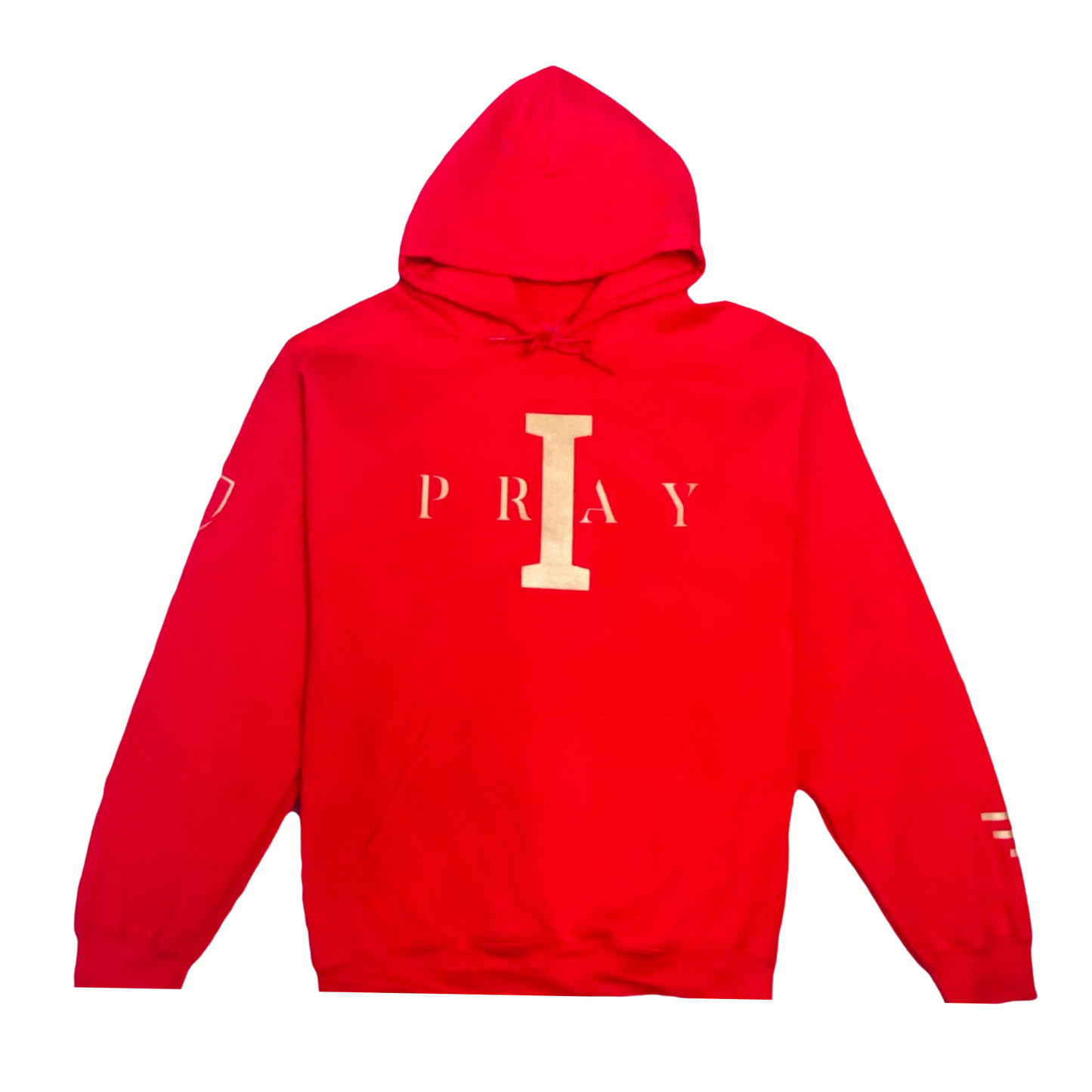 I Pray Hoodie (Red/Metallic Gold)