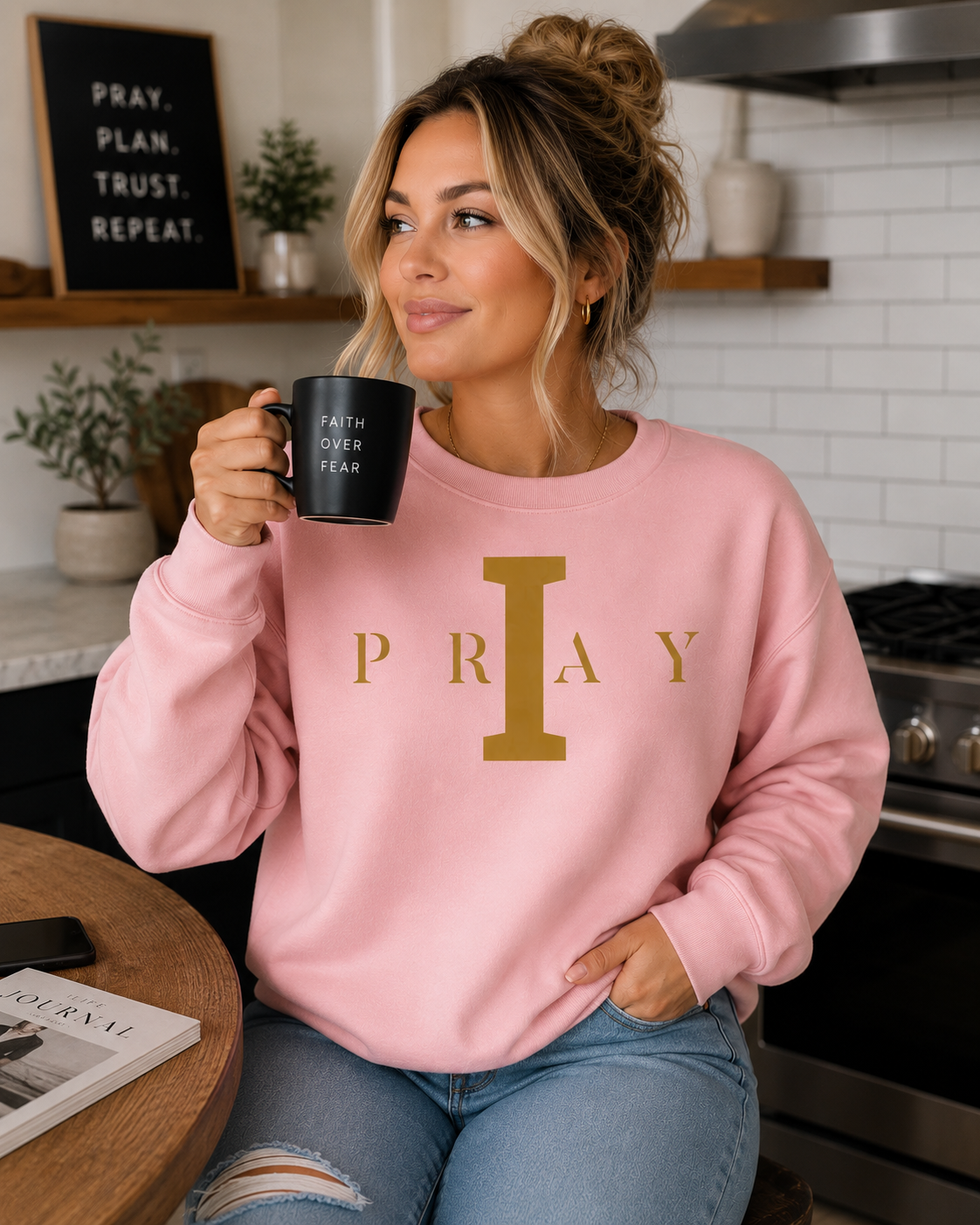 Women’s I PRAY Pink Crewneck
