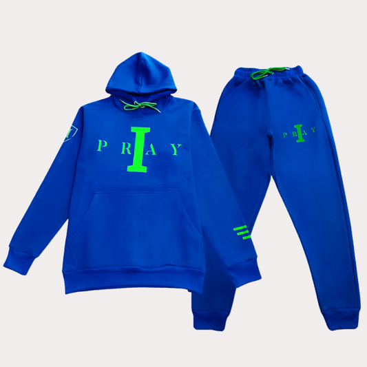 I Pray Track Suit (Royal Blue/Green)