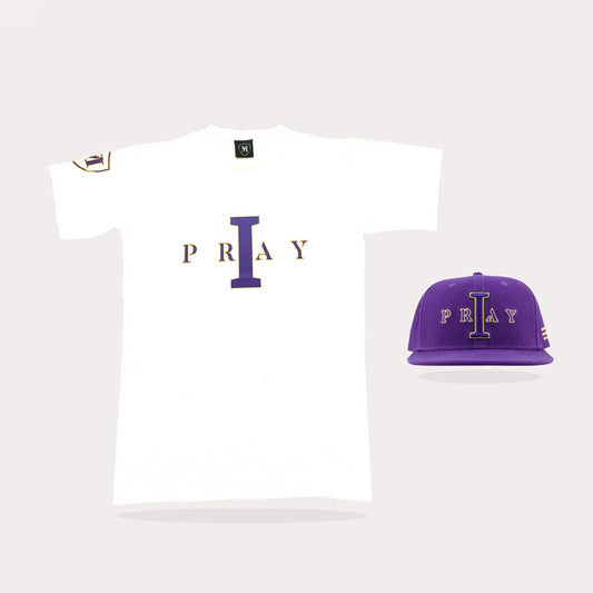 I Pray Purple/Gold Hat/Shirt Combo