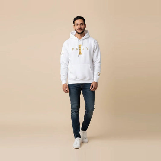 I Pray Hoodie (White/Gold) Kingdom Edition