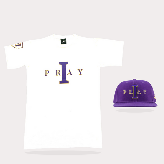 I Pray Purple/Gold Hat/Shirt Combo