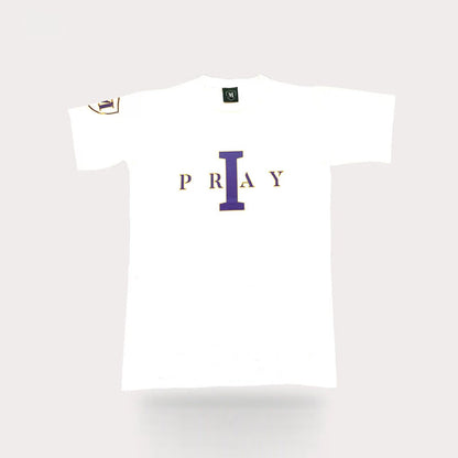 I PRAY T-shirt  (WHITE/PURPLE )
