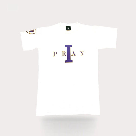 I PRAY T-shirt  (WHITE/PURPLE )