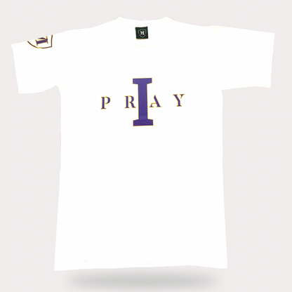 I PRAY T-shirt  (WHITE/PURPLE )