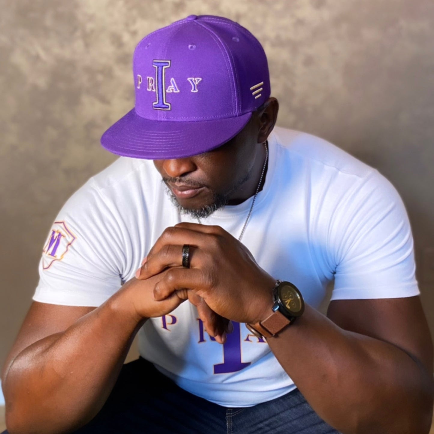 I Pray Purple/Gold Hat/Shirt Combo