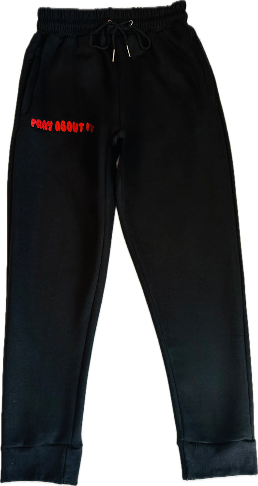 “Pray About It” Black/Red Jogger Set