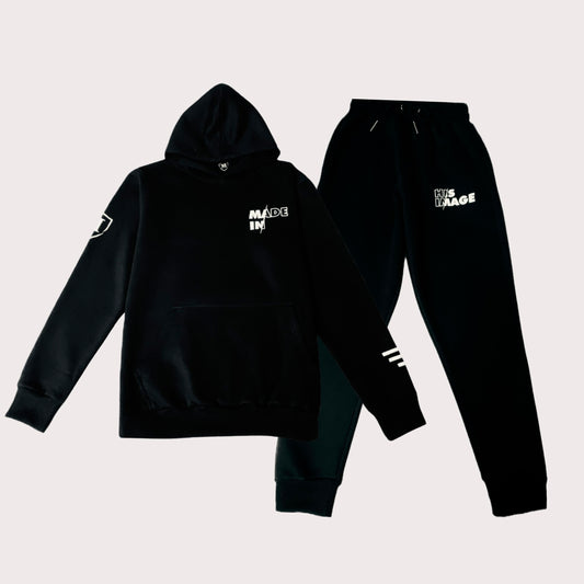 Made In His Image Track Suit (Black/White)