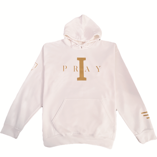 I Pray Hoodie (White/Gold)