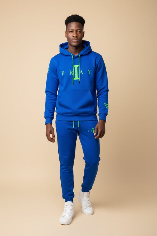 I Pray Track Suit (Royal Blue/Green)