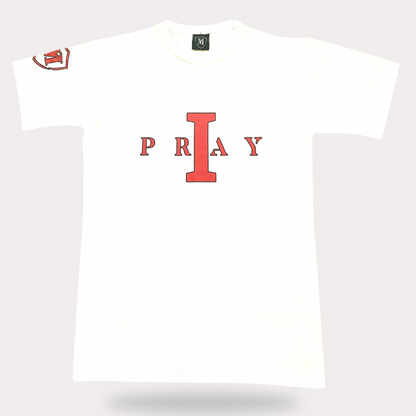 I PRAY T-shirt  (WHITE/RED)