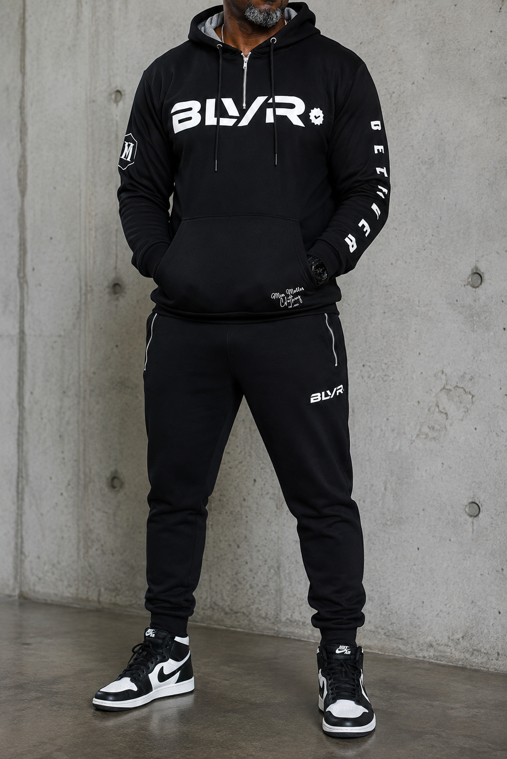BLVR “Believer” Black Jogger Set