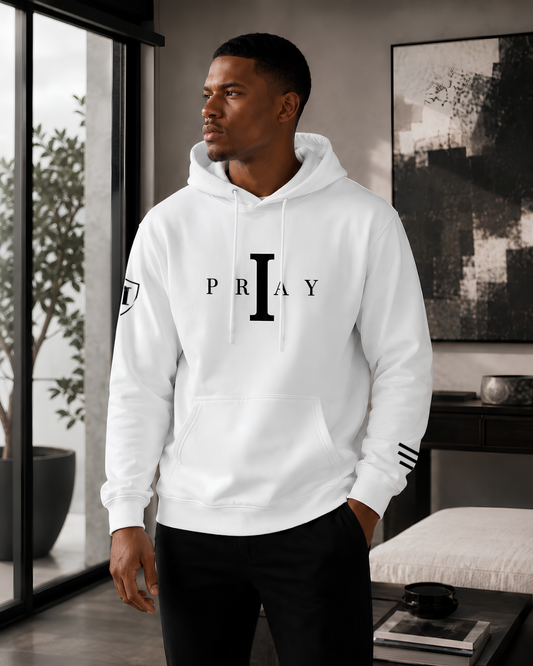 I Pray Hoodie (White/Black)