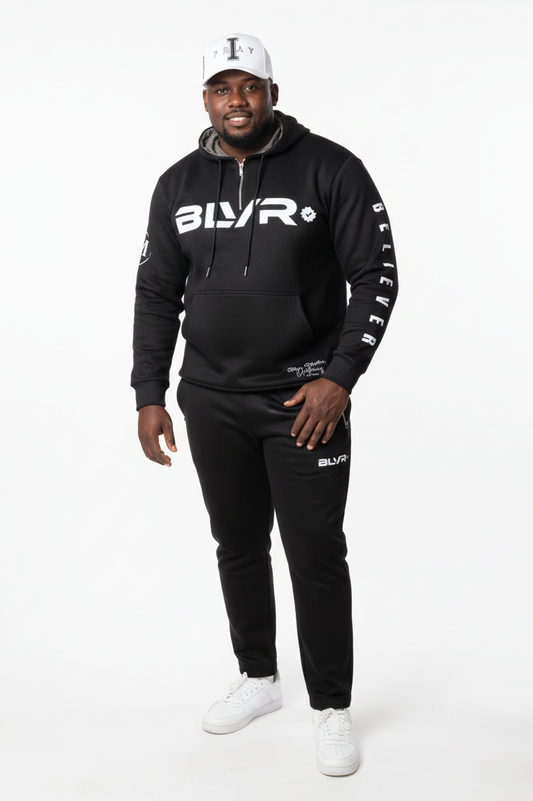 BLVR “Believer” Black Jogger Set