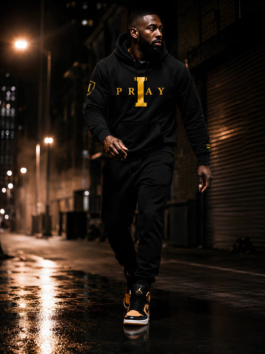 I Pray Hoodie (Black/Gold) Kingdom Value Edition